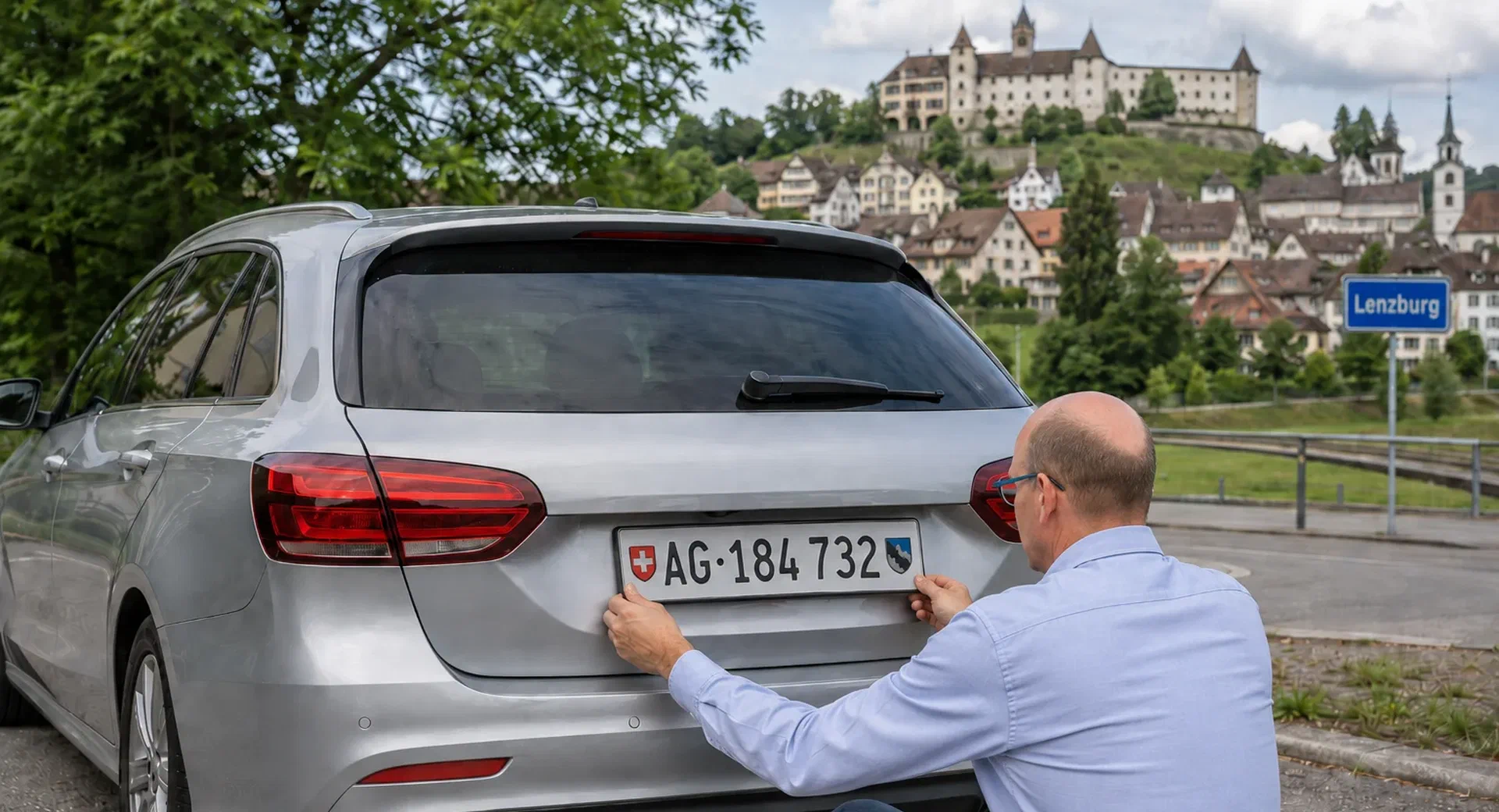 Ein Aargauer Kennzeichen vor der Kulisse von Schloss Lenzburg | Demain